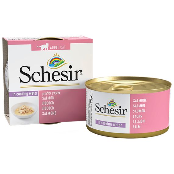 Корм Schesir Salmone Can вологий з лососем у бульйоні 85 гр