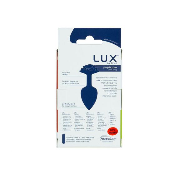 Металлическая анальная пробка Lux Active с розой - Rose Anal Plug - Purple, вибропуля в подарок | Зображення 5