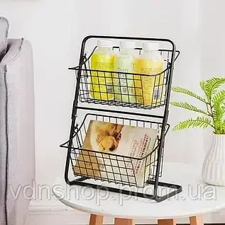 Універсальний кухонний металевий органайзер, двостороння полиця для овочів, фруктів, приправ (39x28x18см) | Зображення 4