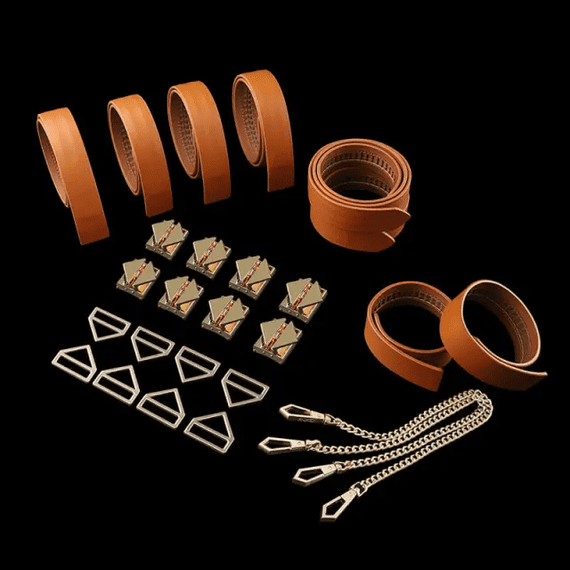 Набір з 8 ременів для зв'язування LOCKINK 8-Bondage-Straps Restraint Set Коричневий | Зображення 9