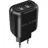 Зарядний пристрій мережевий 2USB + кабель MicroUSB 2,0A чорний WALKER WH-27