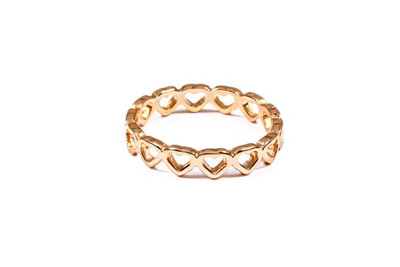 Кольцо из желтого золота с сердечками 20