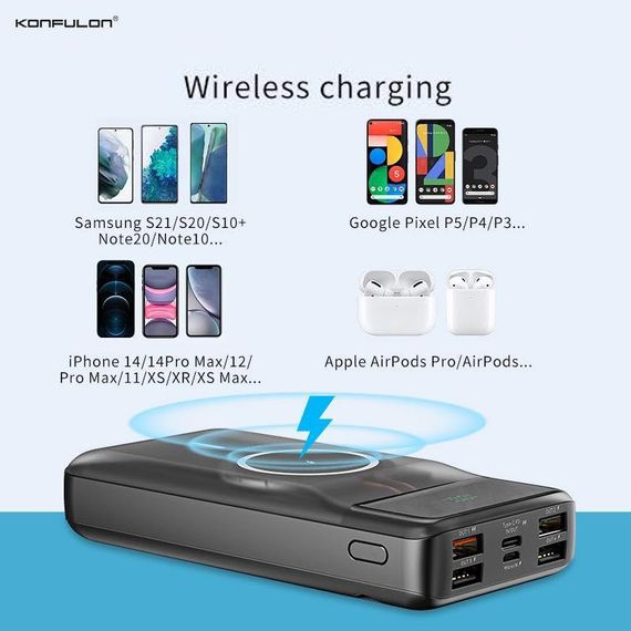 Power Bank з бездротовою зарядкою 20000 mAh KONFULON M17W (47227-M17W_859) | Зображення 3