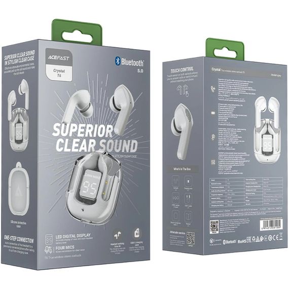 Навушники TWS Acefast T6 modern grey | Зображення 1