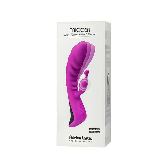 Вибратор Adrien Lastic Trigger с массирующими движениями ствола, Малиновый | Зображення 5