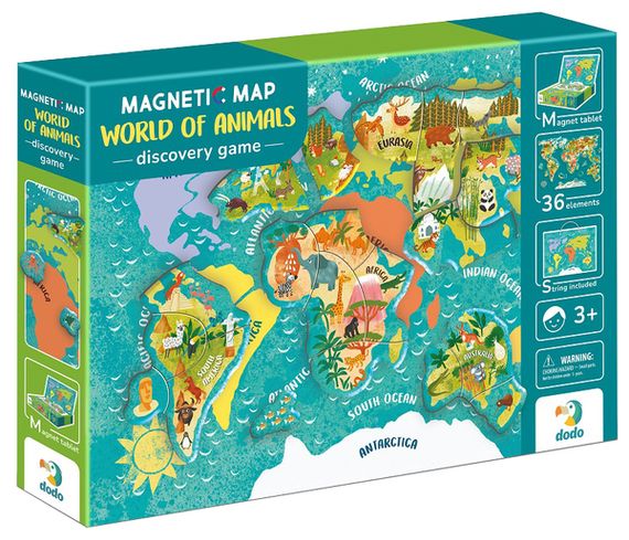 Магнітна гра Dodo Мапа світу тварини (200267)
