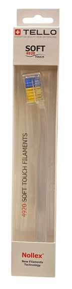 Зубна щітка Tello 4920 Soft White, d 0.12mm, жовто-блакитна