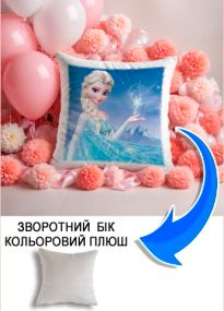 Подушка плюшева Мерч Крафт Дизайн з принтом Frozen Ельза сірий плюш квадратна 33х33 см