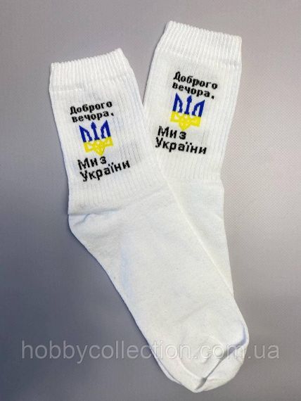 Шкарпетки чоловічі високі 1 шт "Доброго Вечора ми" білі 41-45 р бавовняні | Зображення 1
