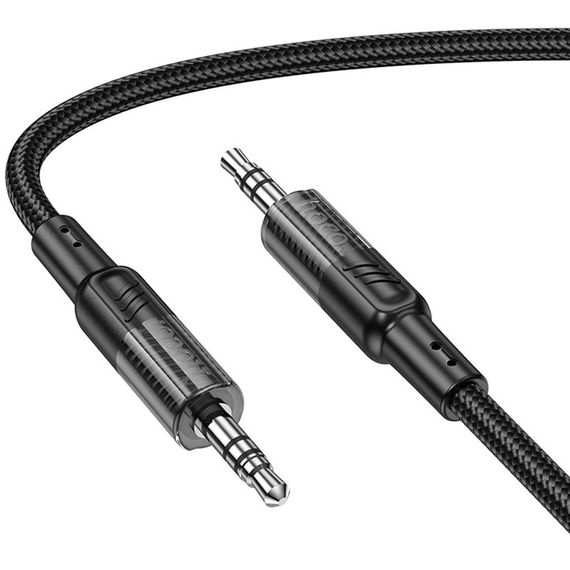 Аудіо кабель Aux Hoco UPA27 Spirit transparent (1.2m) Black | Зображення 1