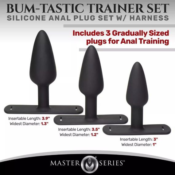 Анальний плаг з портупеєю Master Series Bum Tastic чорний Sex Aura | Зображення 1