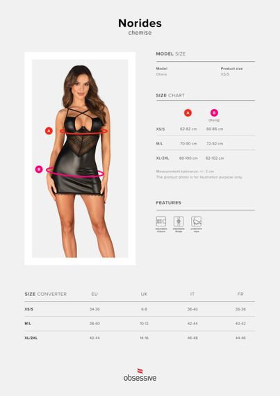 Сорочка Obsessive Norides chemise & thong XL/2XL sexstyle | Зображення 4