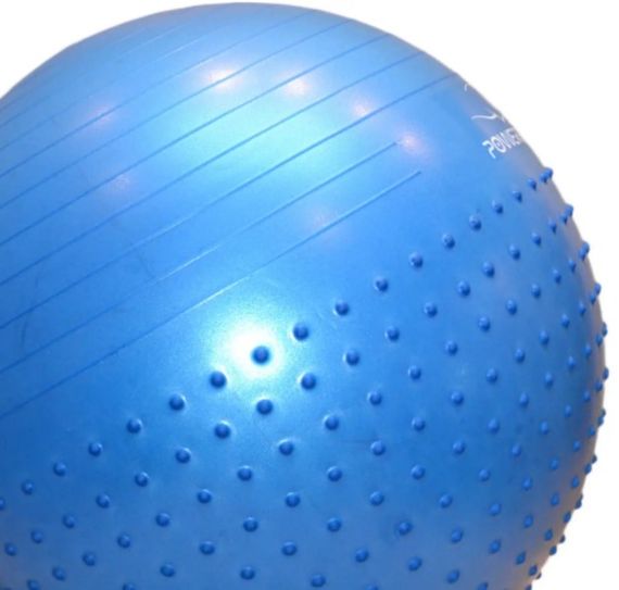 М'яч для фітнесу (фітбол) напівмасажний PowerPlay 4003 Ø65 cm Gymball Синій + помпа (PP_4003_65_Blue) | Зображення 2