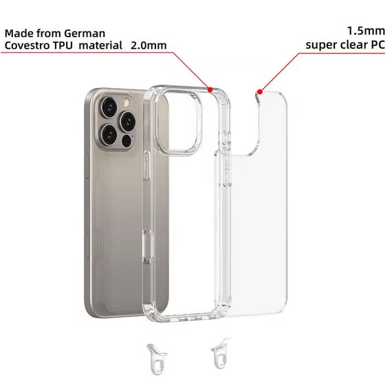 Чохол TPU Transparent with Straps для Apple iPhone 13 Pro Max (6.7") Light Purple | Зображення 3