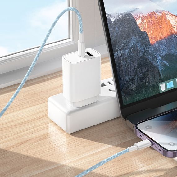 Дата кабель Borofone BX117 Source Type-C to Lightning 27W (1m) Blue | Зображення 3