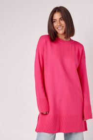 Жіноча в'язана туніка oversize із розрізами з боків - фуксія цвет, ONE SIZE (є розміри)