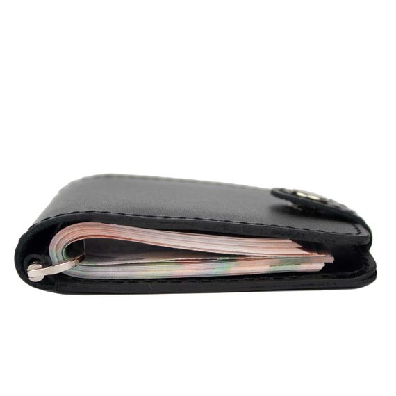 Шкіряний затискач для грошей Franc Monti black Gloss | Зображення 7