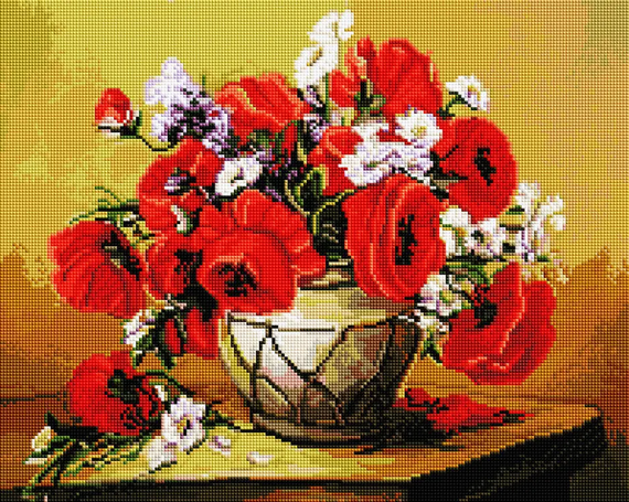 Алмазна мозаїка Букет маків 40х50 см ColorArt  SP057 | Зображення 1