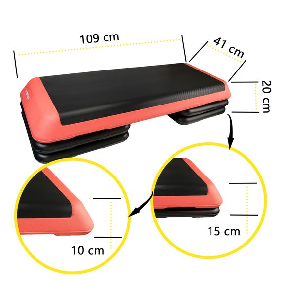 Степ-платформа 3-ступінчаста Cornix Pro 109 х 41 х 10-20 см XR-0404 Black/Red | Зображення 2