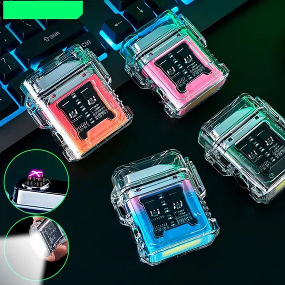 Дуговая электроимпульсная зажигалка с фонариком водонепроницаемая HL-517, с зарядкой ветрозащитная | Зображення 1