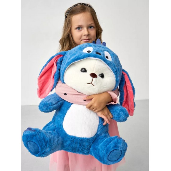 М'яка дитяча іграшка Ведмедик у піжамі Стіч 90 см, великий ведмедик у капюшоні, подушка-обіймашка | Зображення 5