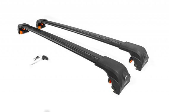 Поперечины на интегрированные рейлинги Ecem V2 120 см (2 шт) Черный для Volvo XC90 2015- гг | Зображення 1