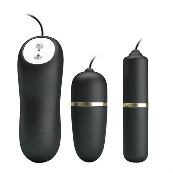 Віброяйце з вібропулею - Pretty Love Electric Stimulation Double Vibro-Bullets Black | Зображення 2
