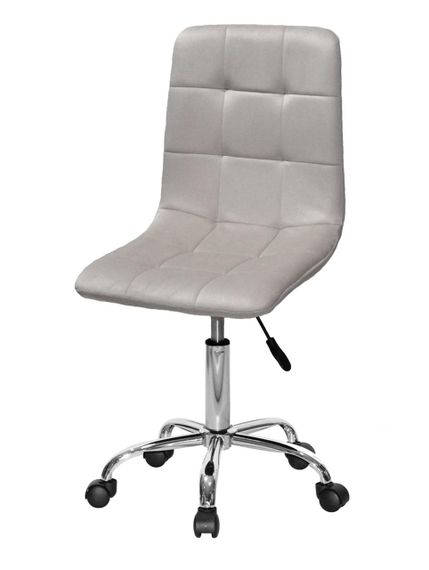 Стілець робочий із регулюванням висоти Tom CH-Office D-530, на хромованій хрестовині з колесами Ø530 мм велюр світло-сірий UC-909