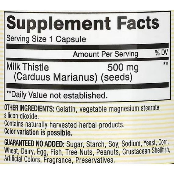 Расторопша Mason Natural Milk Thistle 500 mg 60 Caps | Зображення 1