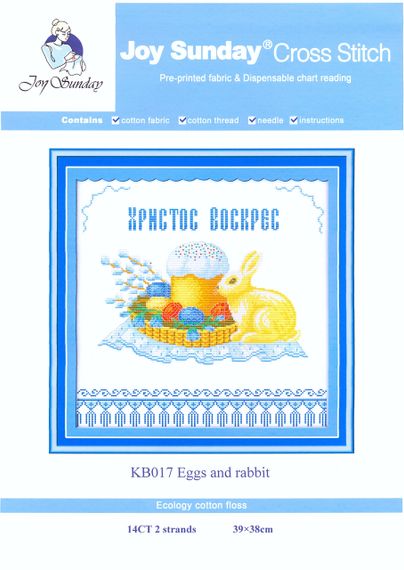Набір для вишивання хрестиком по нанесеному на канву схемі "Eggs and rabbit". AIDA 14CT printed, 39*38 см | Зображення 1