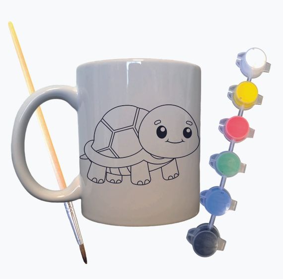 Набор для творчества кружка раскраска "Черепаха аха аха" 330 мл белая | Зображення 1
