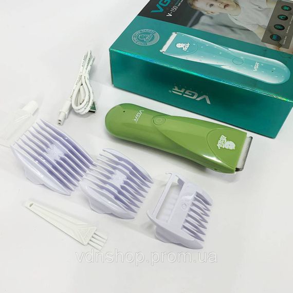 Дуже тиха бездротова машинка для стрижки волосся дітей VGR V-150 з насадками. Колір: зелений LI-82 | Зображення 9