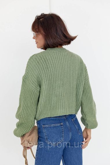 Короткий в'язаний джемпер oversize колір м'ятний розмір S FL_000678 | Зображення 1