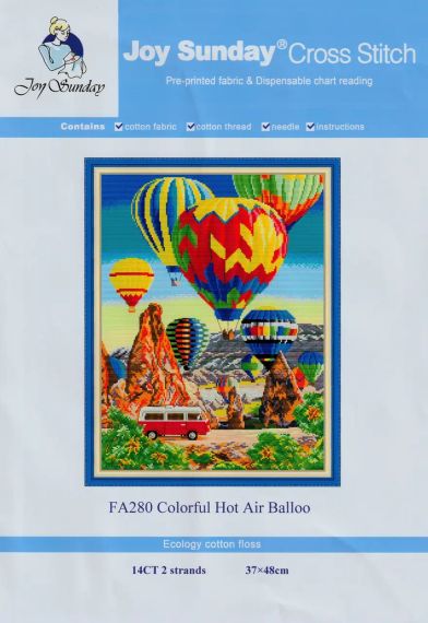 Набор для вышивания по нанесённой на канву схеме "Colorful Hot Air Balloo". AIDA 14CT printed 37*48 см | Зображення 1