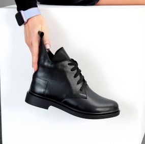 Дизайнерские ассиметричные черные ботинки натуральная кожа низкий ход 37