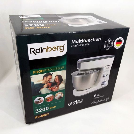 Миксер кухонный с чашей 4 л Rainberg RB-8082, Миксеры с чашей, Кухонный MP-430 миксер тестомес | Зображення 6