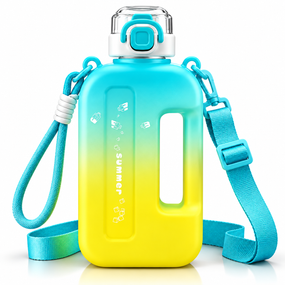 Спортивная бутылка для воды SUMMER 750 мл с BPA-free пластика, многоразовая, желто-голубой градиент