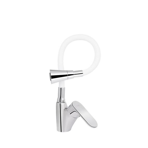 Смеситель для кухни Lidz Tani 007F3 с гибким изливом (k40) LDTAN007F3WCR40423 Chrome/White | Зображення 2