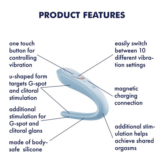 Вібратор для пар Satisfyer Double Classic Light Blue з одним моторчиком | Зображення 5