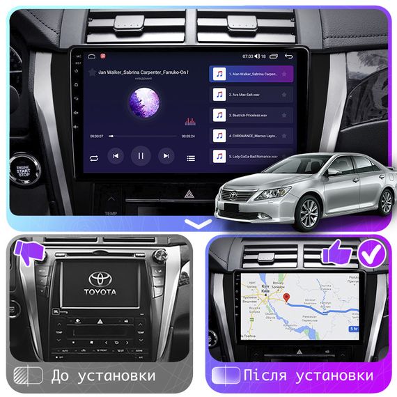 Штатная магнитола 10" Lesko для Toyota Aurion II 2012-2017 2/32Gb CarPlay 4G Wi-Fi GPS Prime 8 ядер Тойота | Зображення 2