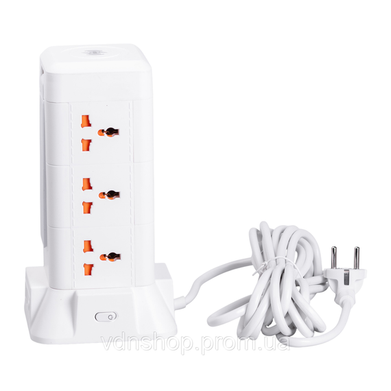 Сетевой фильтр удлинитель 4.8 м с лампой на 9 универсальных розеток с 2 USB, 1 Type-C, беспроводная зарядка HP-5-7MF | Зображення 3