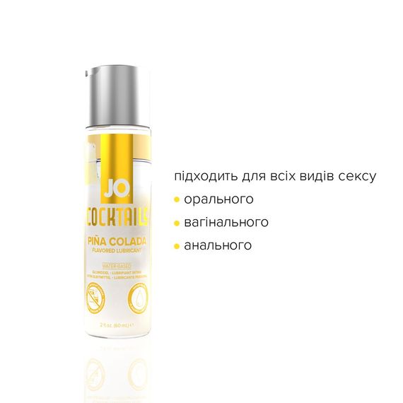 Лубрикант на водній основі JO Cocktails - Pina Colada без цукру, рослинний гліцерин (60 мл) | Зображення 3