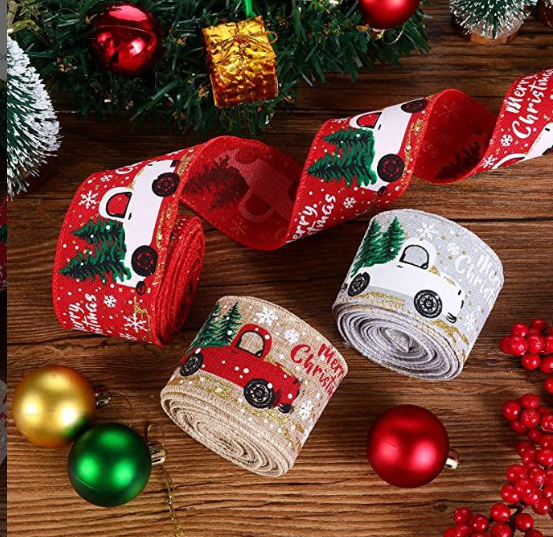 Тканинна стрічка новорічна червона Merry Christmas Колір червоний | Зображення 1