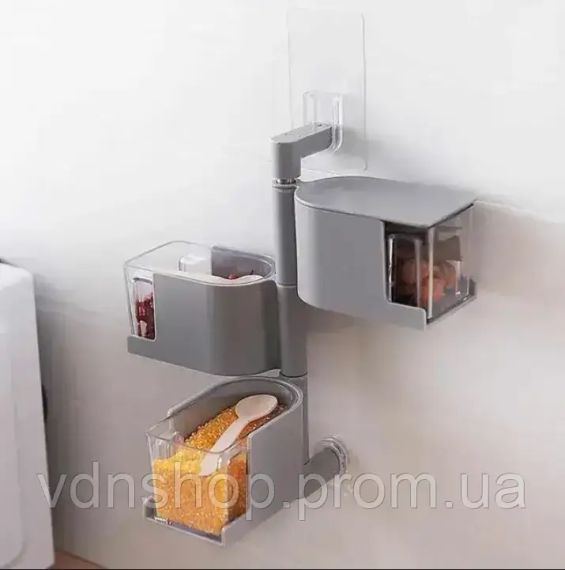 Полиця для спецій настінний поворотний контейнер поличка для спецій підвісні контейнери для спецій та круп | Зображення 1