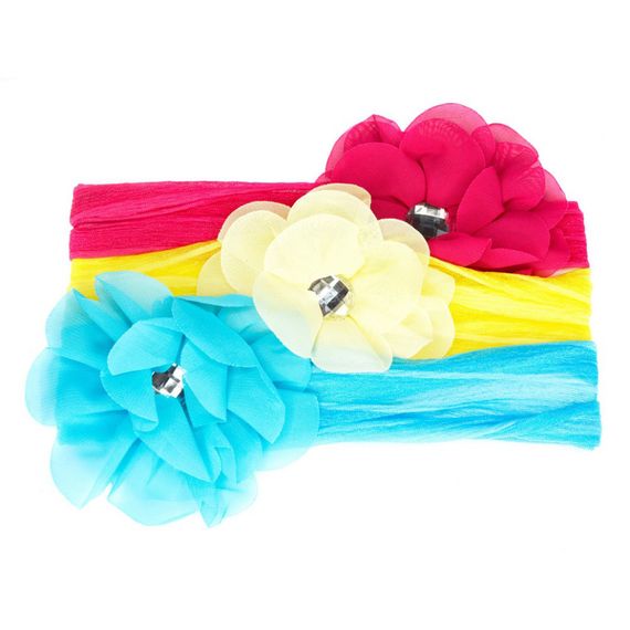 Дитячі пов'язки на голову з квіткою 0107-035-2, 3 штуки