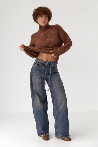 Теплий в'язаний светр - коричневий цвет, ONE SIZE (є розміри) | Зображення 2