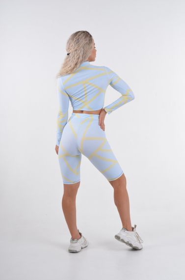 Спортивні шорти велосипедки 4Profi  з принтом "Геометрія" блакитний/жовтий, розмір  L біфлекс 17579 | Зображення 3