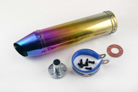 Глушник (тюнінг) 300*90mm, креп. Ø48 mm (неіржавка, веселка, прямоток сопло, mod:G-1076)