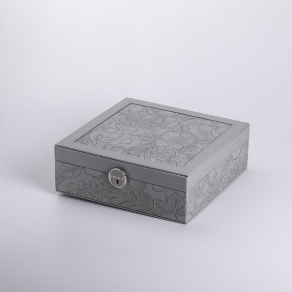 Шкатулка для украшений из эко кожи 2 яруса с замком органайзер для ювелирных изделий