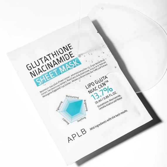 Тканевая маска для сияния и выравнивания тона кожи APLB Glutathione Niacinamide (25 ml) | Зображення 2